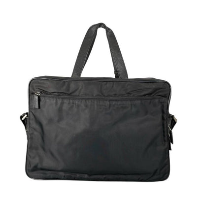 Prada Briefcase Business Triangle Logo Shoulder Bag Black