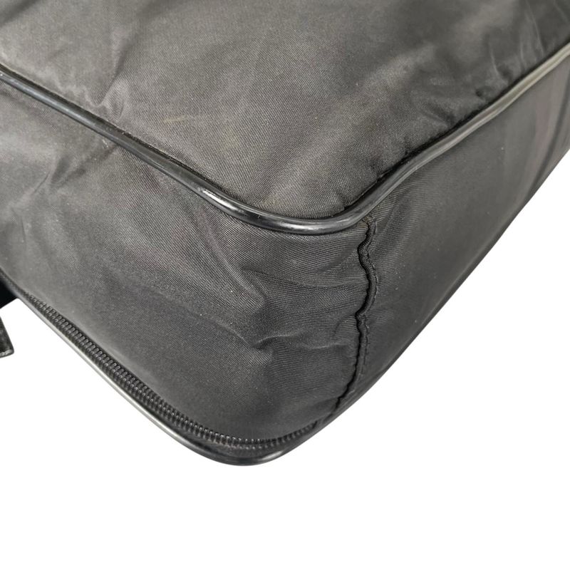 Prada Briefcase Business Triangle Logo Shoulder Bag Black