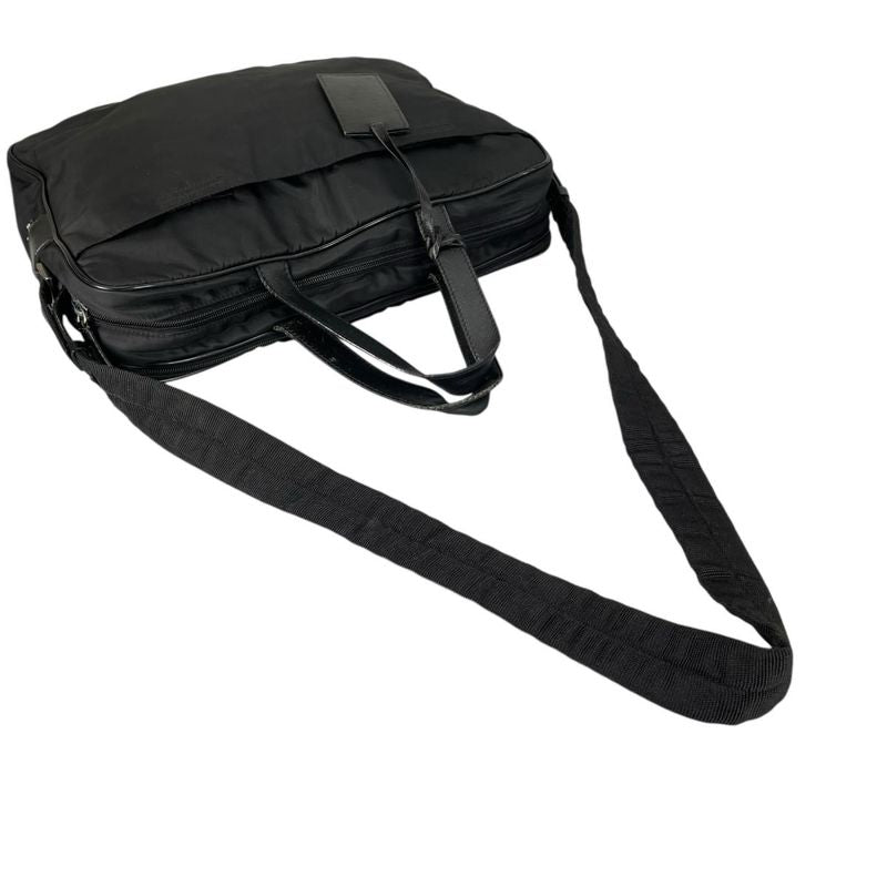 Prada Briefcase Business Triangle Logo Shoulder Bag Black