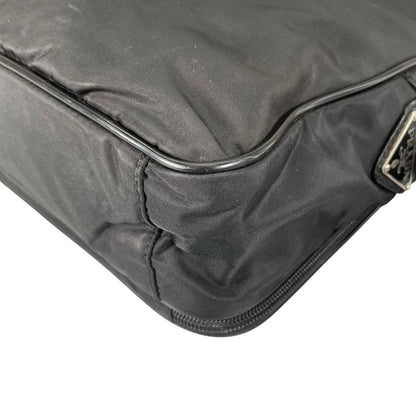 Prada Briefcase Business Triangle Logo Shoulder Bag Black
