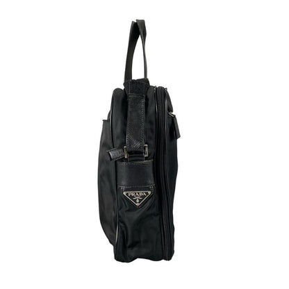 Prada Briefcase Business Triangle Logo Shoulder Bag Black