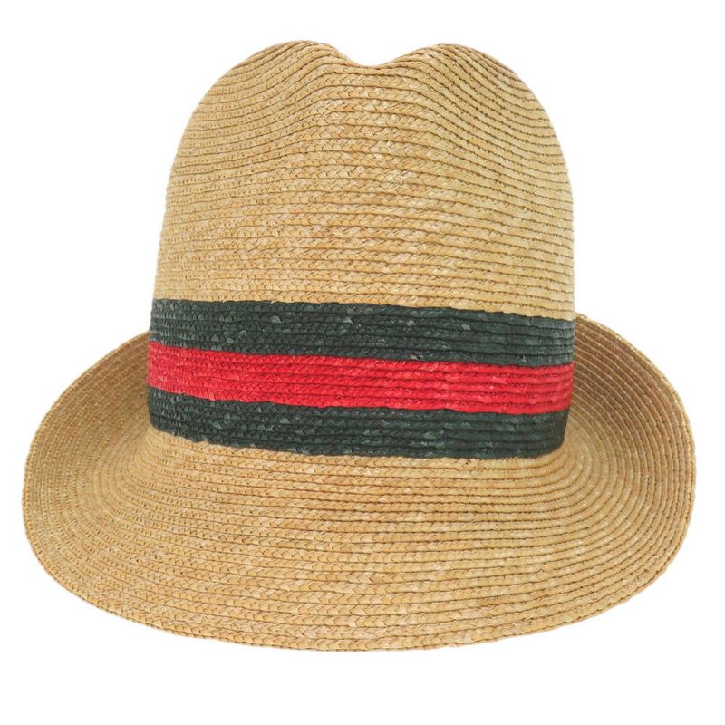 Gucci Woven Stroller Hat Straw Hat Sherry Line M 57 cm Natural Plants Beige
