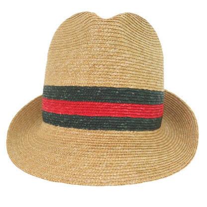 Gucci Woven Stroller Hat Straw Hat Sherry Line M 57 cm Natural Plants Beige