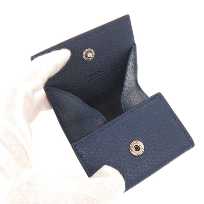 Gucci Logo Leather Blue Coin Case