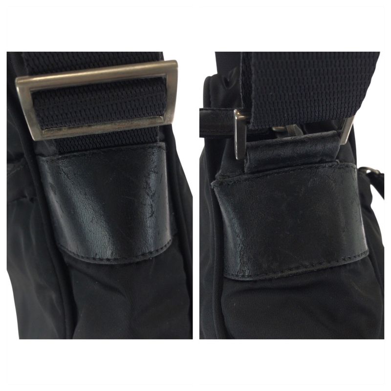 Prada Tessuto Black Silver Nylon Shoulder Bag Pochette