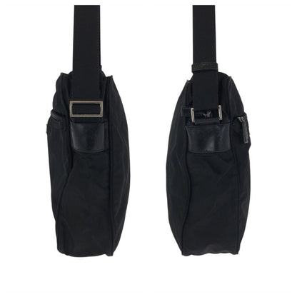 Prada Tessuto Black Silver Nylon Shoulder Bag Pochette