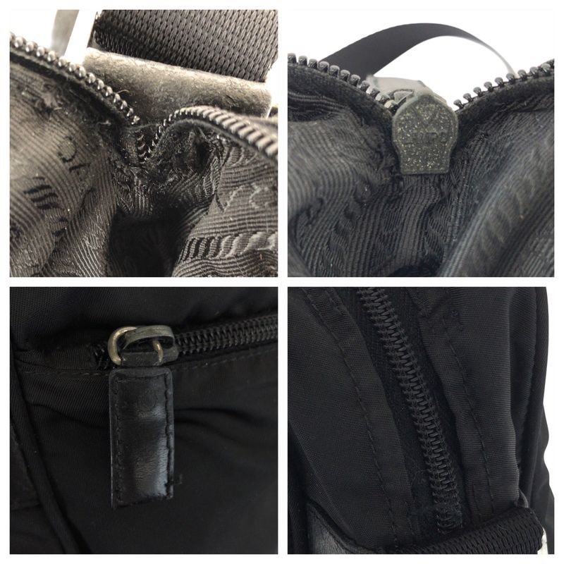 Prada Tessuto Black Silver Nylon Shoulder Bag Pochette