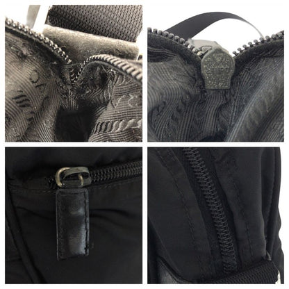 Prada Tessuto Black Silver Nylon Shoulder Bag Pochette