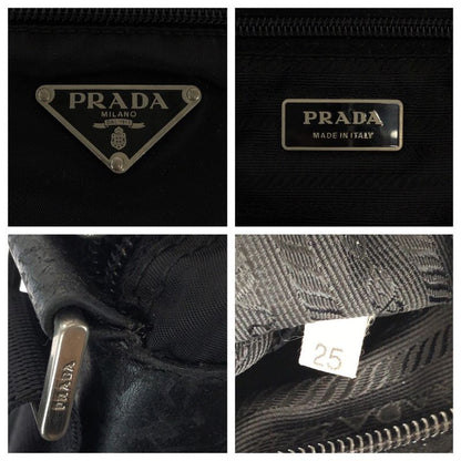 Prada Tessuto Black Silver Nylon Shoulder Bag Pochette
