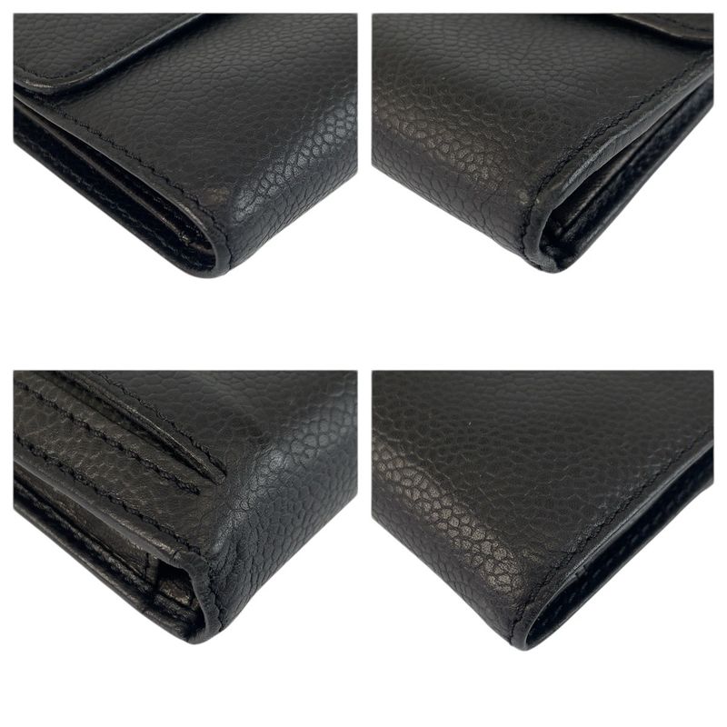 Chanel CC Logo Black Leather Compact Wallet