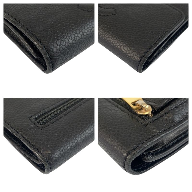 Chanel CC Logo Black Leather Compact Wallet