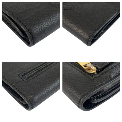 Chanel CC Logo Black Leather Compact Wallet