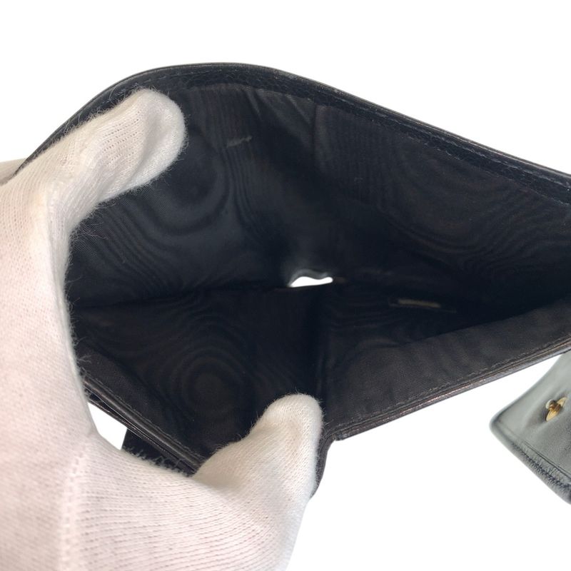Chanel CC Logo Black Leather Compact Wallet