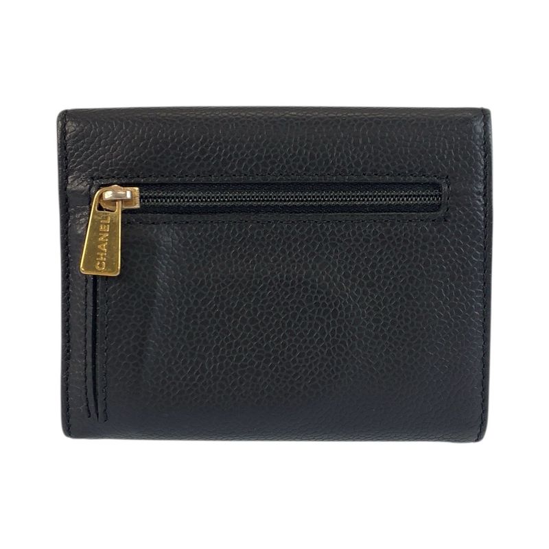 Chanel CC Logo Black Leather Compact Wallet