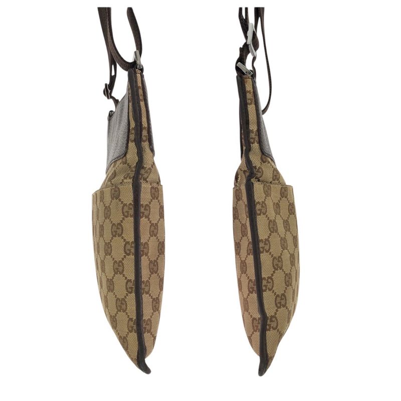 Gucci Beige Dark Brown GG Canvas Leather Shoulder Bag Pochette