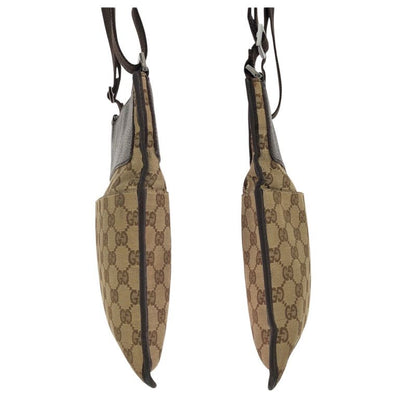 Gucci Beige Dark Brown GG Canvas Leather Shoulder Bag Pochette