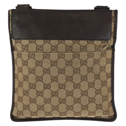 Gucci Beige Dark Brown GG Canvas Leather Shoulder Bag Pochette