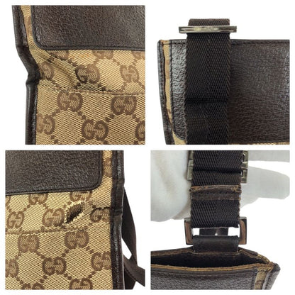 Gucci Beige Dark Brown GG Canvas Leather Shoulder Bag Pochette