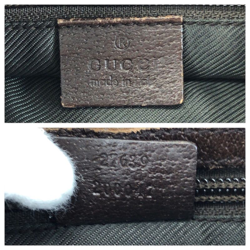 Gucci Beige Dark Brown GG Canvas Leather Shoulder Bag Pochette