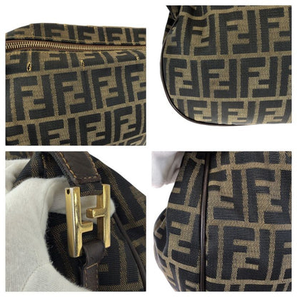 Fendi Zucca Dark Brown Gold Canvas Leather Shoulder Bag