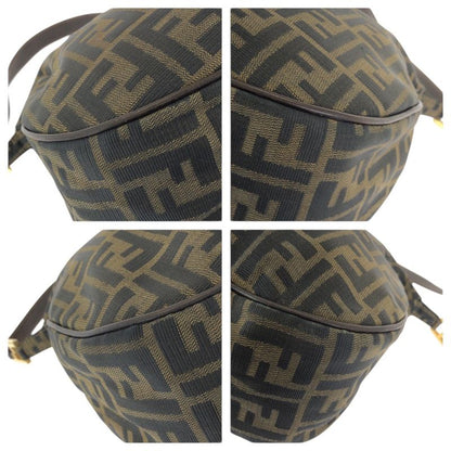 Fendi Zucca Dark Brown Gold Canvas Leather Shoulder Bag