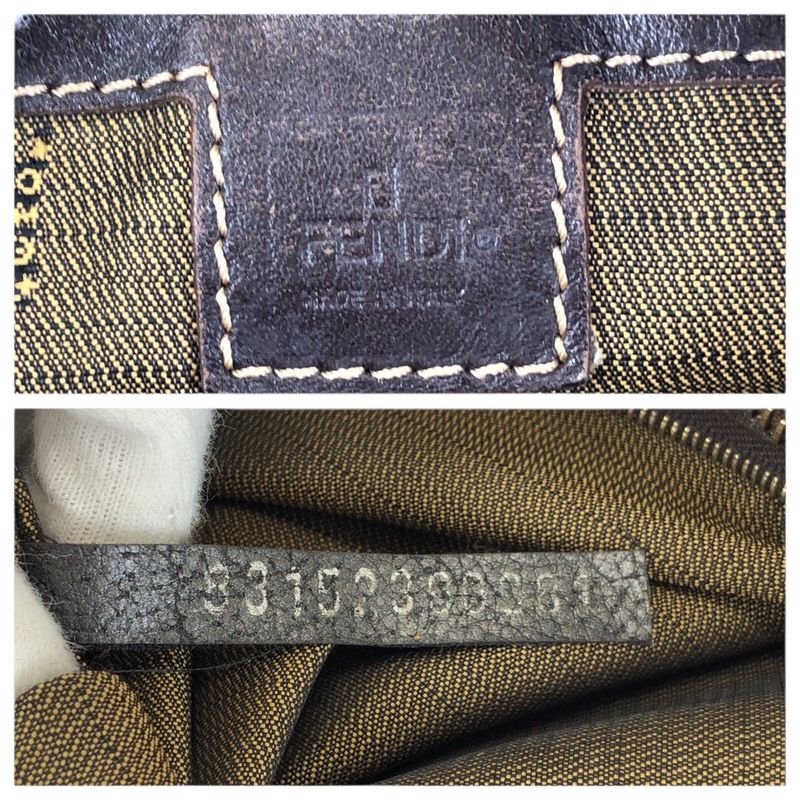 Fendi Zucca Dark Brown Gold Canvas Leather Shoulder Bag