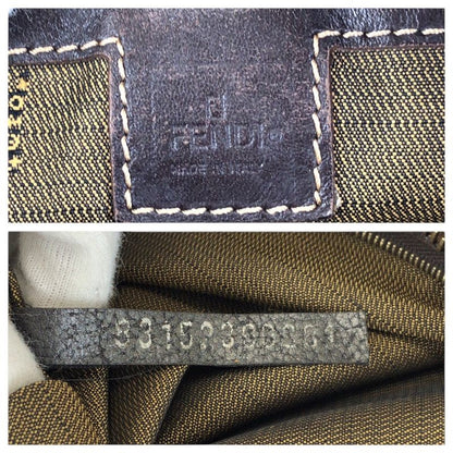 Fendi Zucca Dark Brown Gold Canvas Leather Shoulder Bag