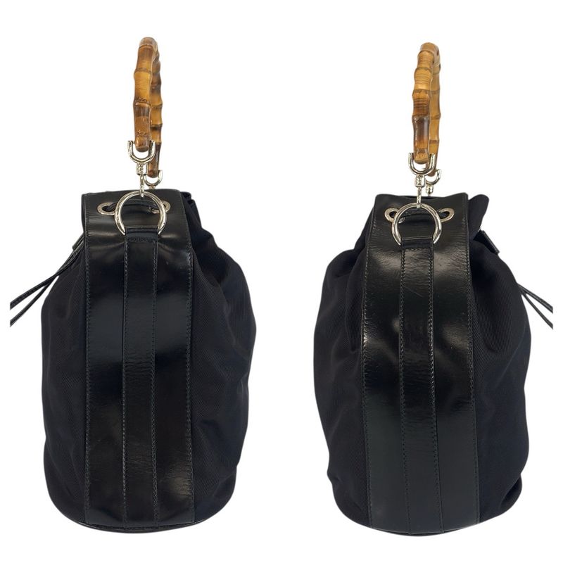 Gucci Bamboo Black Silver Nylon 001 0 2-Way Shoulder Bag