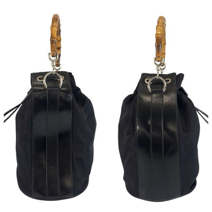 Gucci Bamboo Black Silver Nylon 001 0 2-Way Shoulder Bag