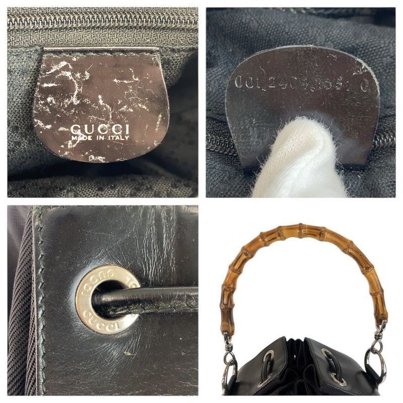Gucci Bamboo Black Silver Nylon 001 0 2-Way Shoulder Bag