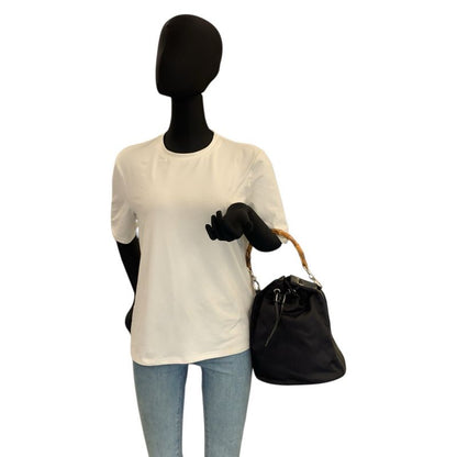 Gucci Bamboo Black Silver Nylon 001 0 2-Way Shoulder Bag