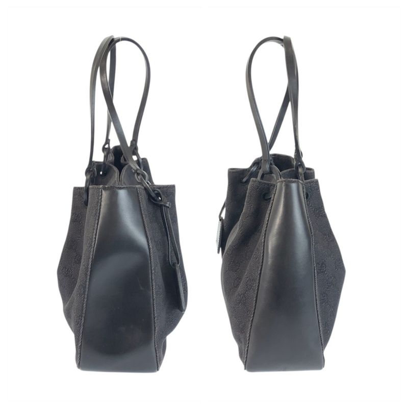 Gucci Black GG Canvas Leather Tote Shoulder Bag