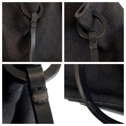 Gucci Black GG Canvas Leather Tote Shoulder Bag