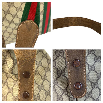 Gucci Vintage Sherry Line Beige GG Supreme Canvas Boston Bag