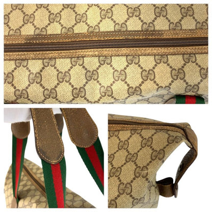 Gucci Vintage Sherry Line Beige GG Supreme Canvas Boston Bag