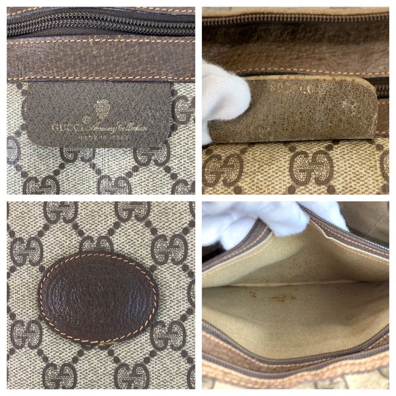 Gucci Vintage Sherry Line Beige GG Supreme Canvas Boston Bag