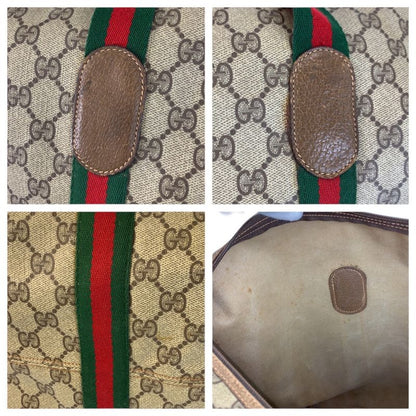 Gucci Vintage Sherry Line Beige GG Supreme Canvas Boston Bag