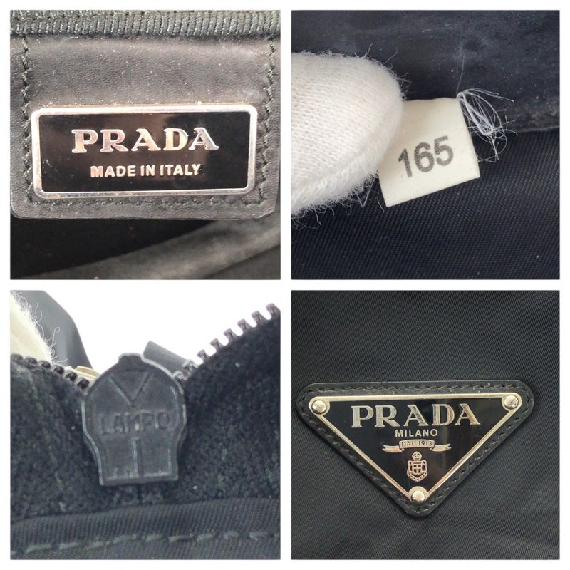 Prada Tessuto Black Silver Nylon Boston Bag