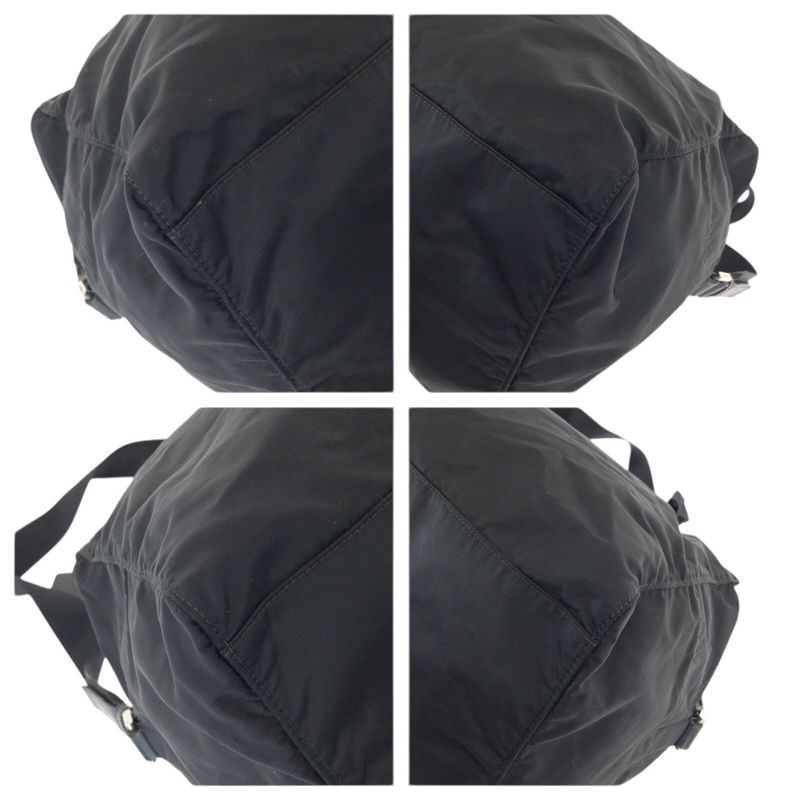 Prada Tessuto Black Silver Nylon Boston Bag