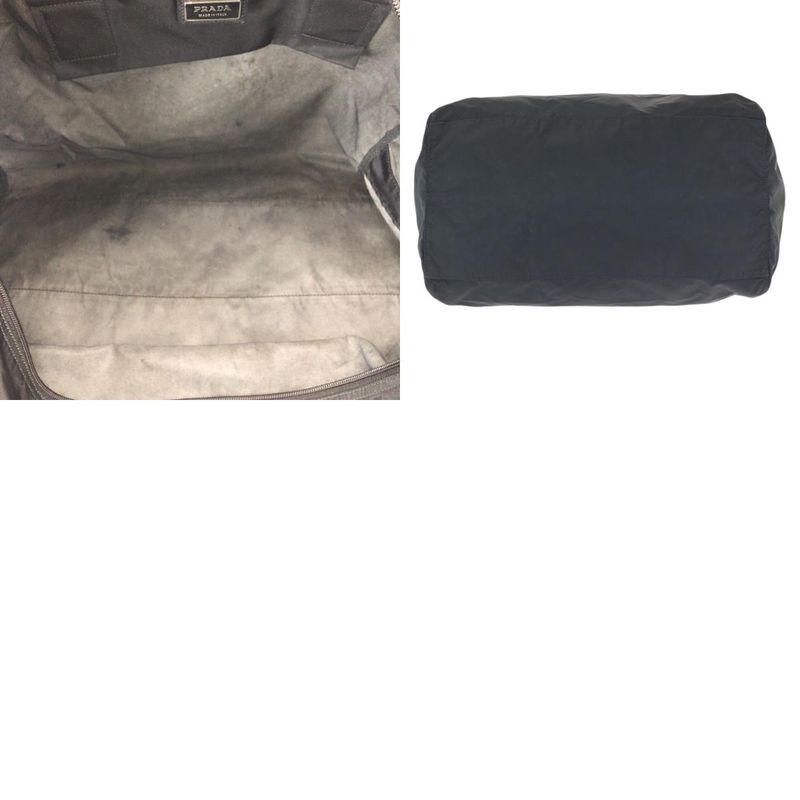 Prada Tessuto Black Silver Nylon Boston Bag