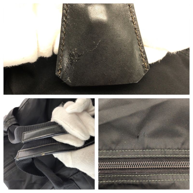 Prada Tessuto Black Silver Nylon Boston Bag