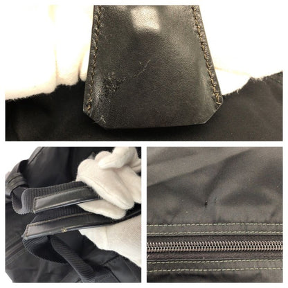 Prada Tessuto Black Silver Nylon Boston Bag