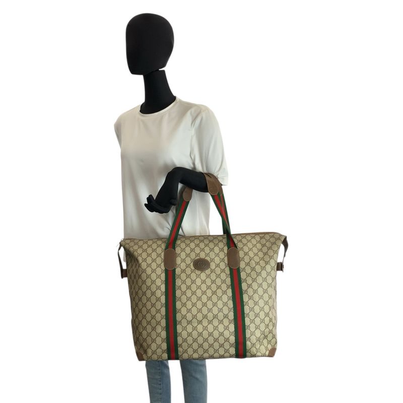 Gucci Vintage Sherry Line GG Supreme Canvas Boston Bag