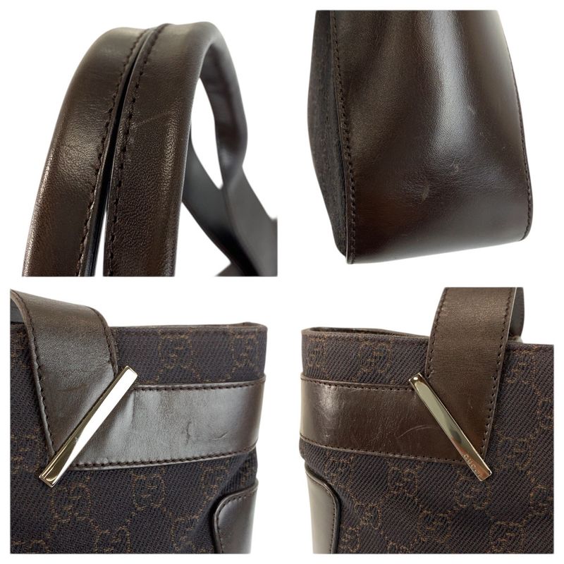 Gucci Brown GG Canvas Leather Tote Shoulder Bag