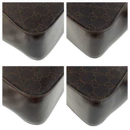 Gucci Brown GG Canvas Leather Tote Shoulder Bag