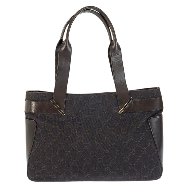 Gucci Brown GG Canvas Leather Tote Shoulder Bag