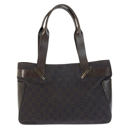 Gucci Brown GG Canvas Leather Tote Shoulder Bag
