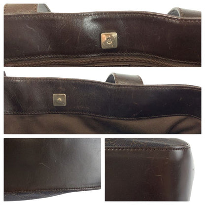 Gucci Brown GG Canvas Leather Tote Shoulder Bag