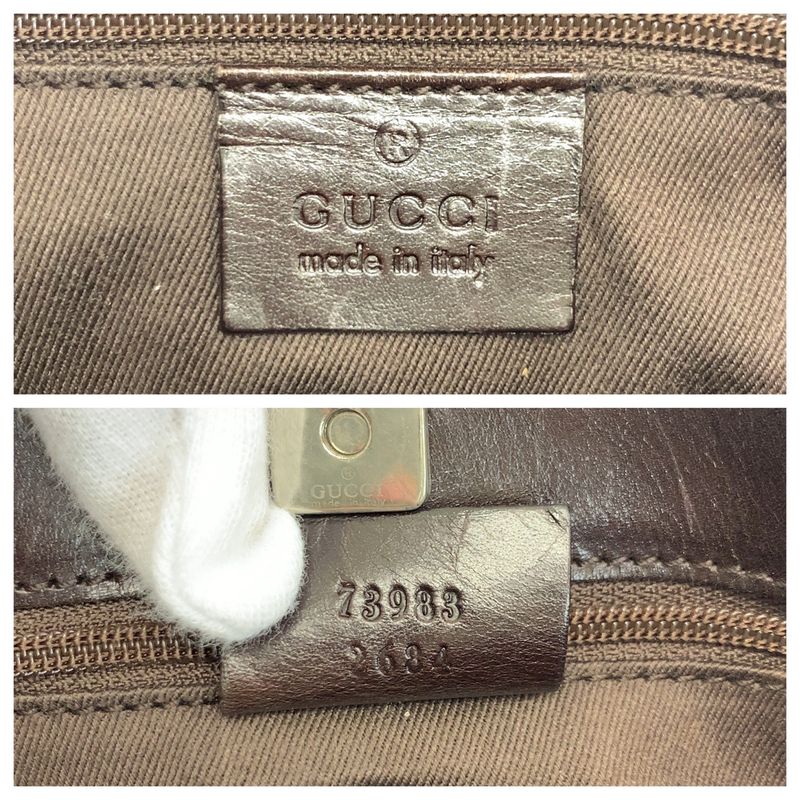 Gucci Brown GG Canvas Leather Tote Shoulder Bag
