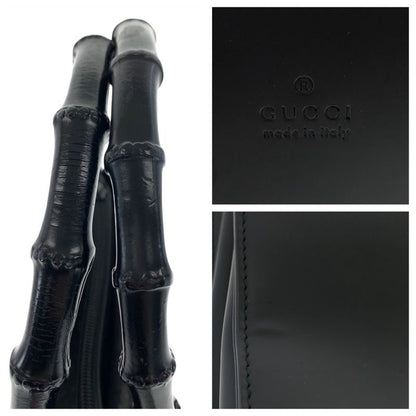 Gucci Bamboo Black Silver Leather 002 Tote